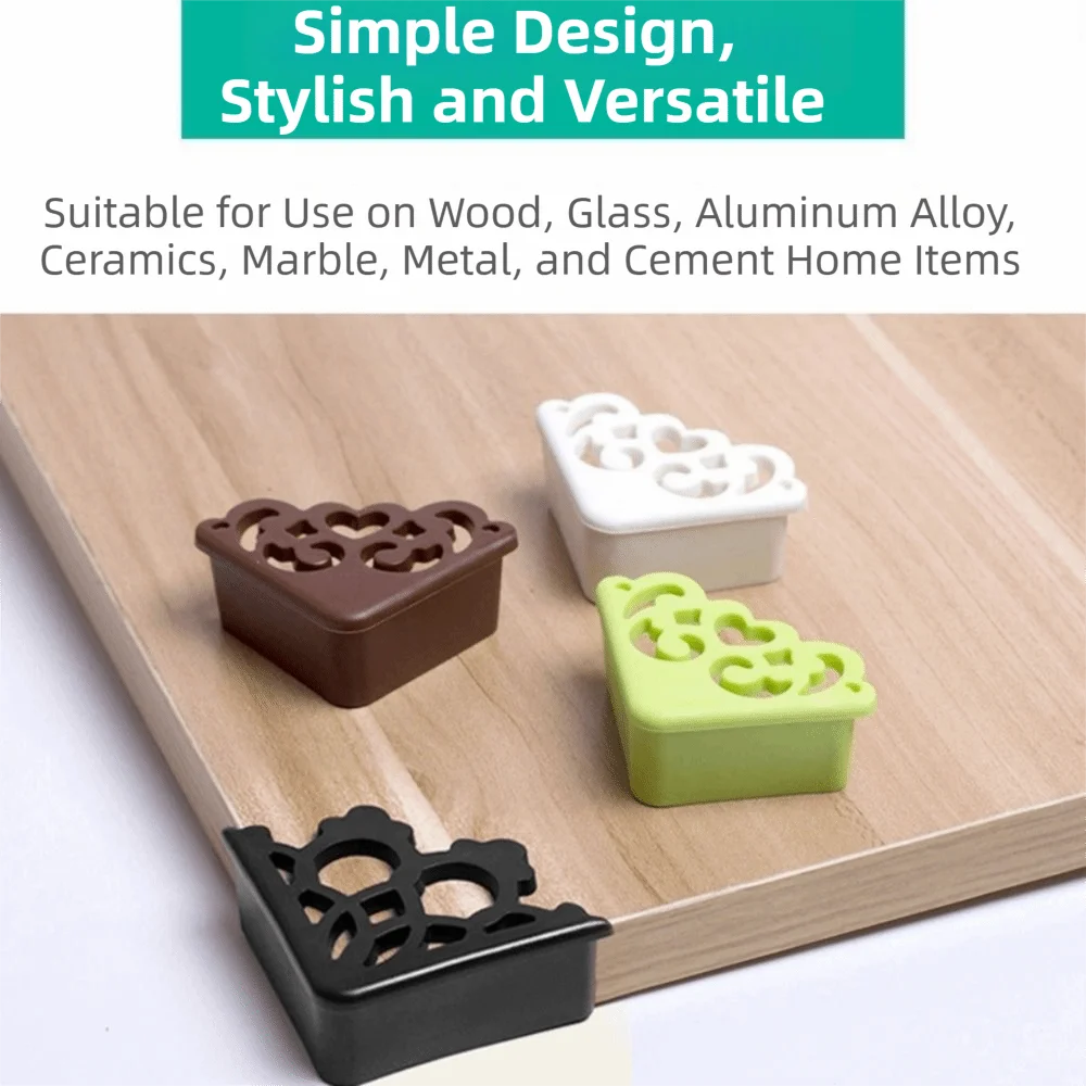 8Pcs Hollow Out Table Corner Guard Soft Love Pattern Baby Safety Edge Guard Right Angle Design Decorative Furniture Bumper