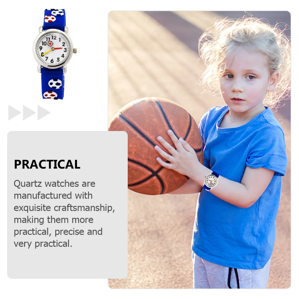1 個子供用腕時計防水漫画サッカーデザイン子供用腕時計クォーツかわいい快適なギフト子供用腕時計