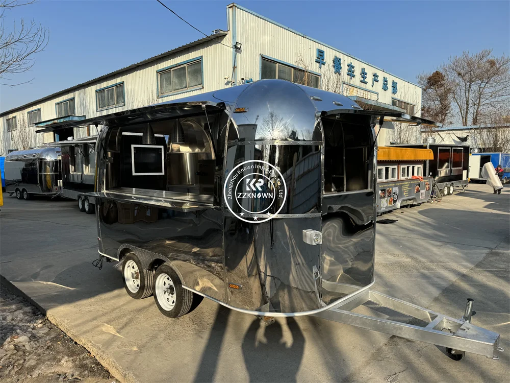 Przyczepa do żywności Mobilna kuchnia Dostosuj wózki na przekąski z kawą Airstream W pełni wyposażenie Ciężarówki typu fast food na sprzedaż