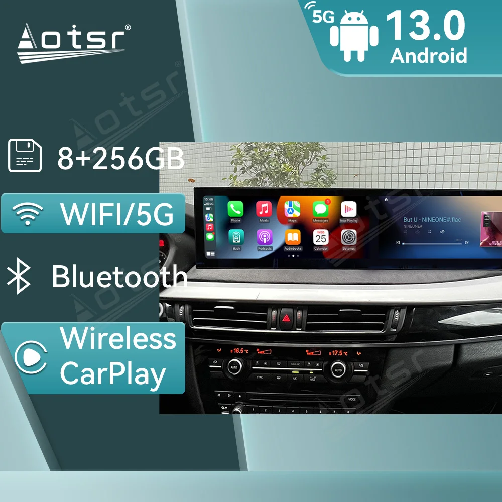 

12,3 дюймовый двойной экран Qualcomm CarPlay Android 13,0 для BMW X5 2014-2017 автомобильный видеоплеер мультимедийный плеер GPS Navi Head Unit