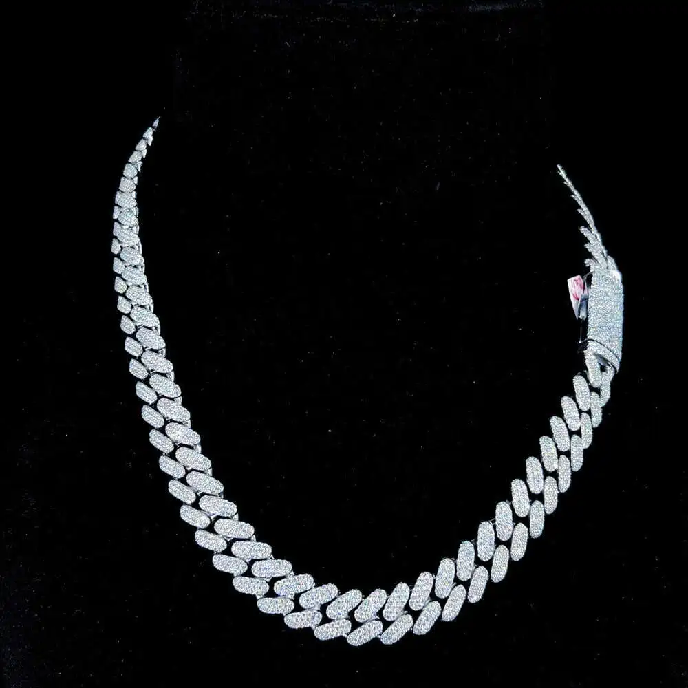 

Cuban Link Chain 925 Sterling Silver Iced Out Vvs Moissanite Diamonds Chain Hip Hop Rapper Chain Necklace