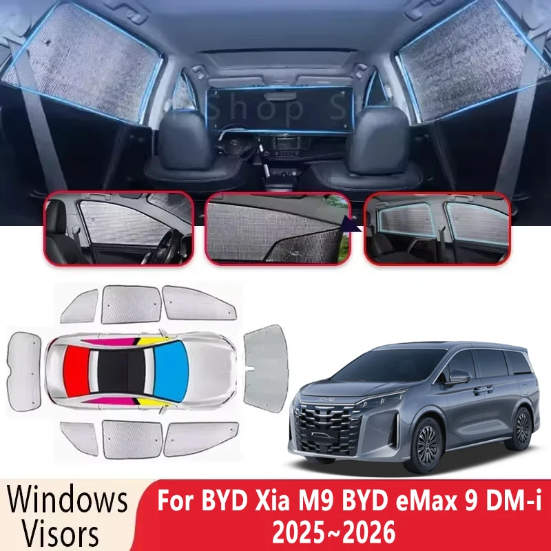 ظل الشمس لـ BYD Xia BYD M9 BYD eMax 9 DM-i 2025 2026 عزل حراري تلقائي للحماية من الشمس ملحقات حاجب الزجاج الأمامي