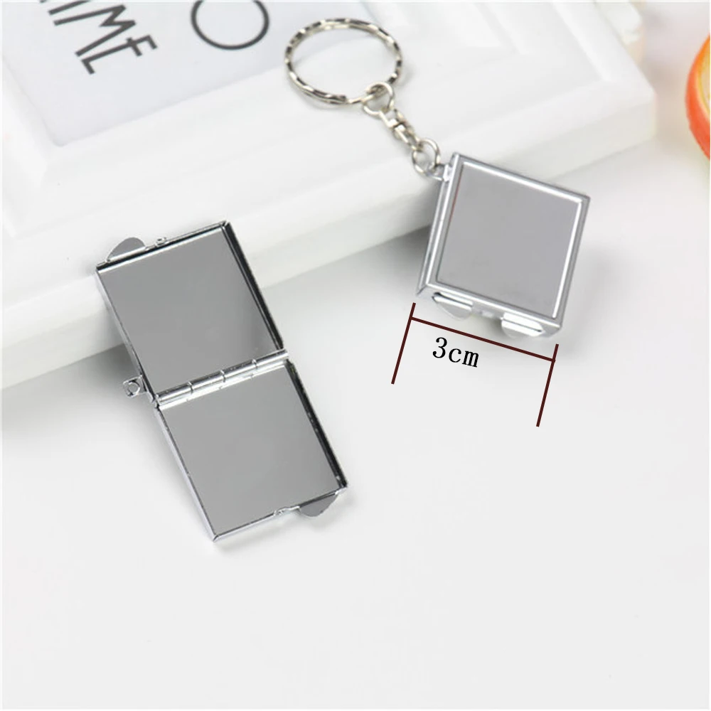 12Pcs/Lot Sublimation Blanks Metal Pocket Compact Mirror Keychain Travel Makeup Mirror Smart Mirror For Women Home Travel Use