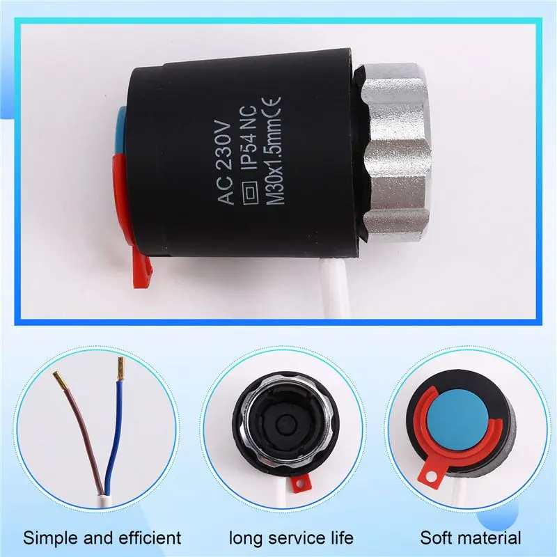 Lightweight Normally Closed Underfloor Heating Valve For Underfloor Heating Thermostats AC 230V Electric Actuator Manifold M30x1