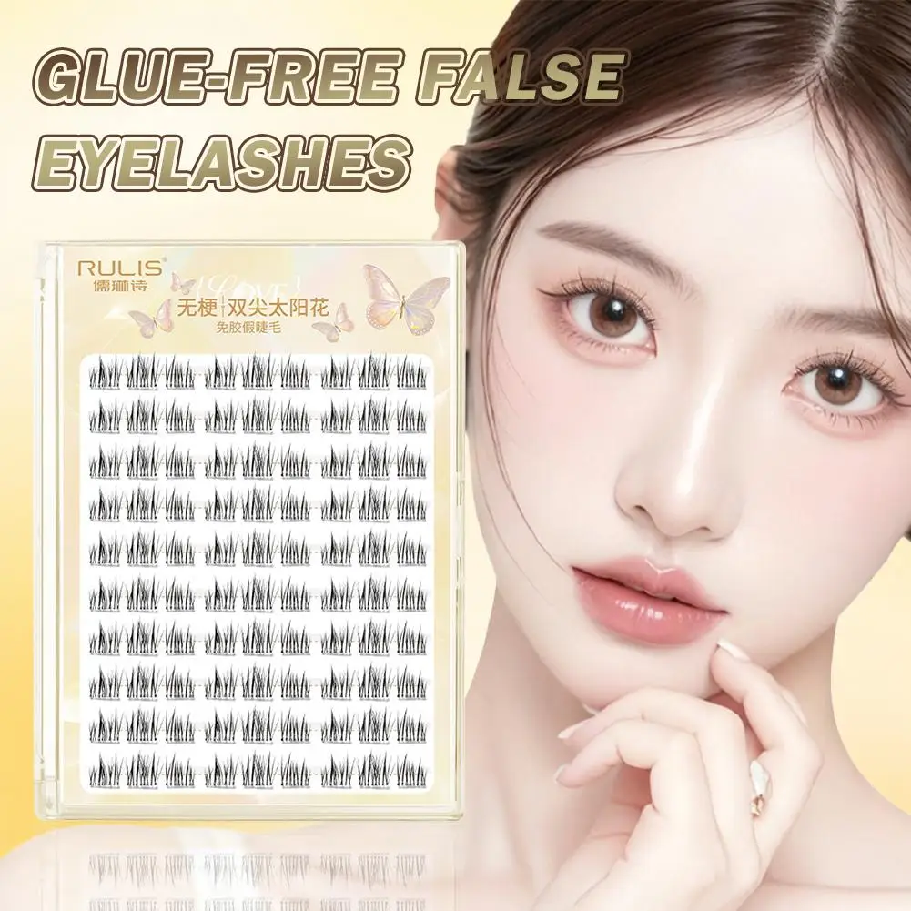 خالية من الغراء الرموش الصناعية لينة الفردية أنيمي الرموش الصناعية الطبيعية مجعد الثعالب العنقودية مجزأة رمش ملحقات ماكياج