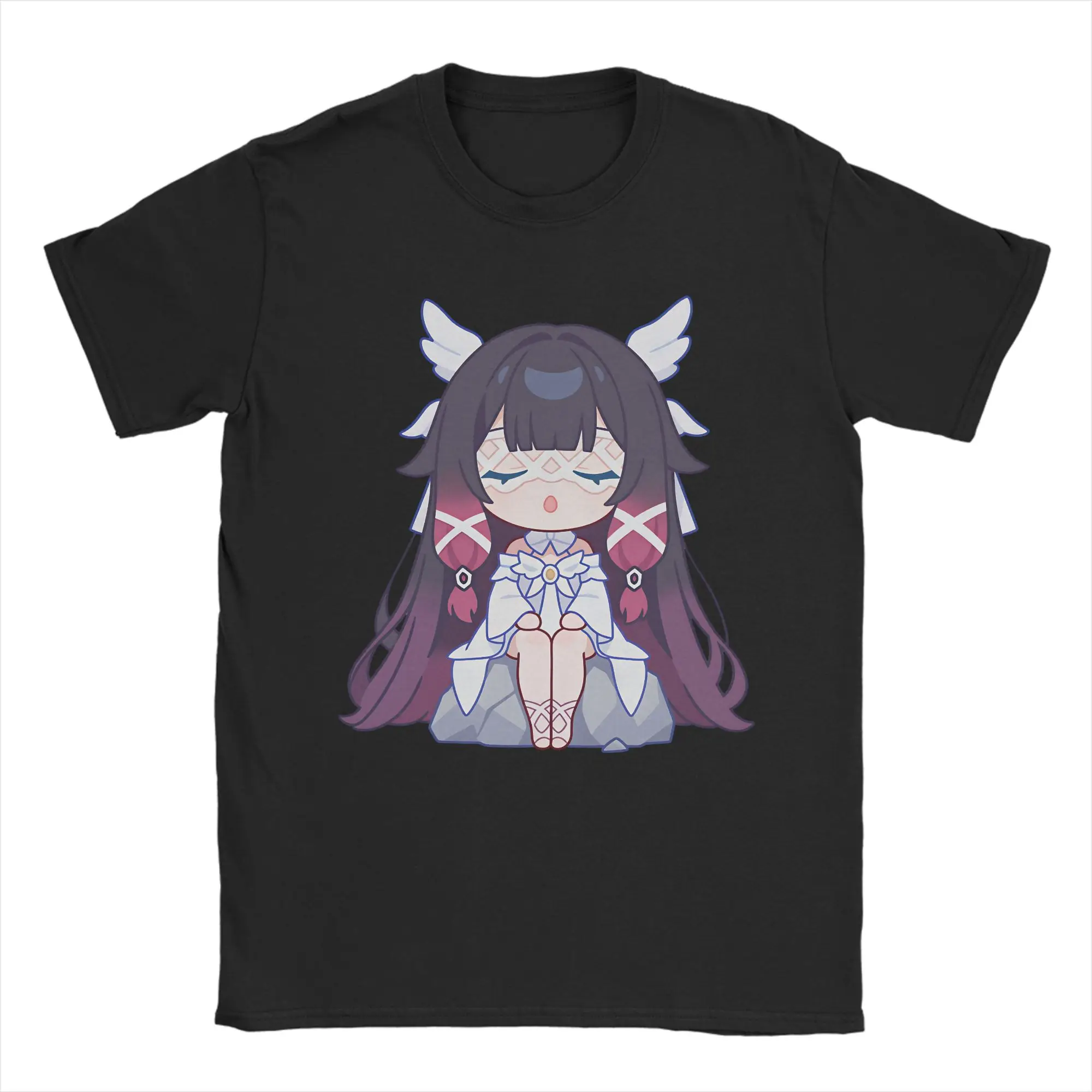 Columbina Genshins Impacts T-Shirt Men  Novelty Cotton Tees Round Collar Short Sleeve T Shirt Plus Size Clothing