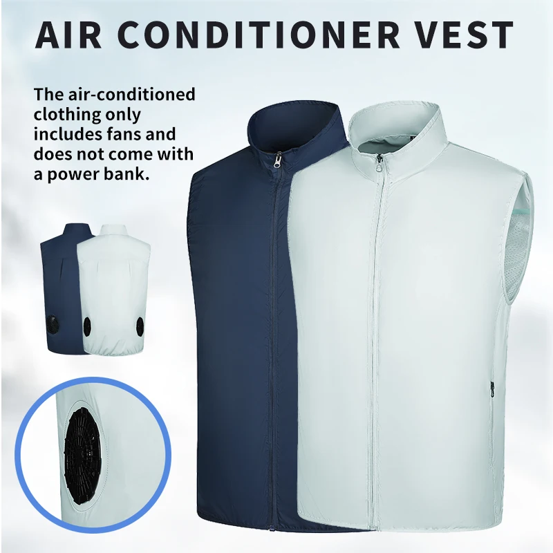Unisex Solid-Color Summer Fan-Cooled Air-Conditioned Vest—Outdoor Casual Cooling Jacket