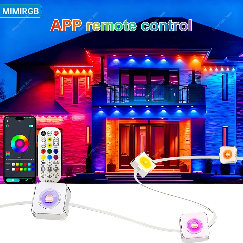 

200 футов постоянные уличные умные фонари карниза 120 светодиодов RGB IC изменение цвета управление через приложение рождественские украшения вечеринка и мероприятия на открытом воздухе