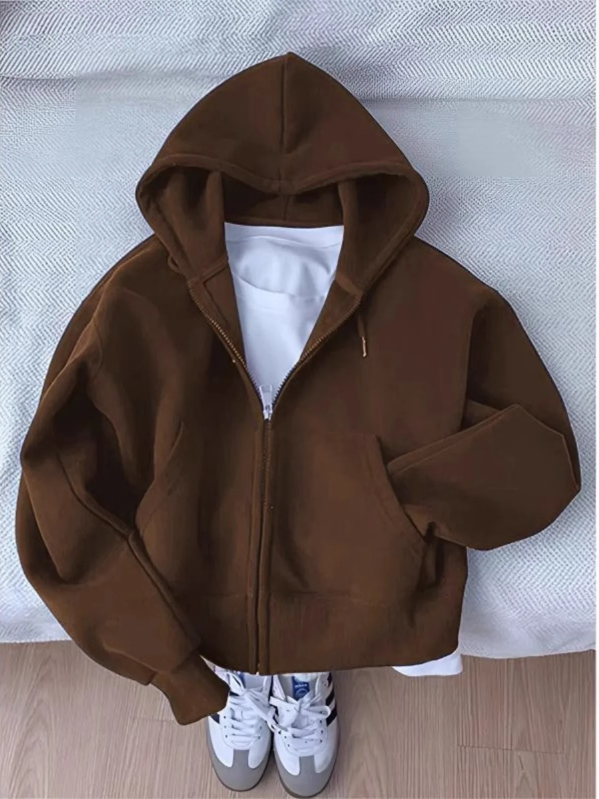 

너 Brown ort Heavyweight Мужская толстовка с капюшоном American Sle Свободная верхняя одежда Повседневная одежда Long Sve Полиэфирная ткань Весенняя одежда