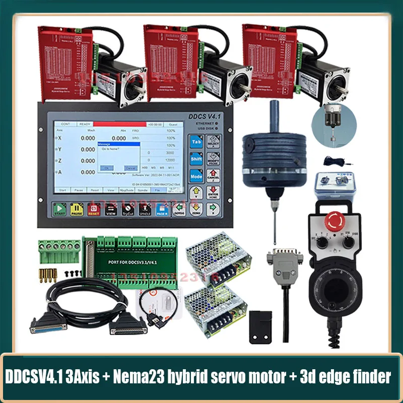 

Ddcsv4.1 3 Axis G Code Cnc Offline Standalone Controller + Hybrid Servo Motor Kit + Mach3 3d Edge Finder + Hand Wheel Mpg 75w24v