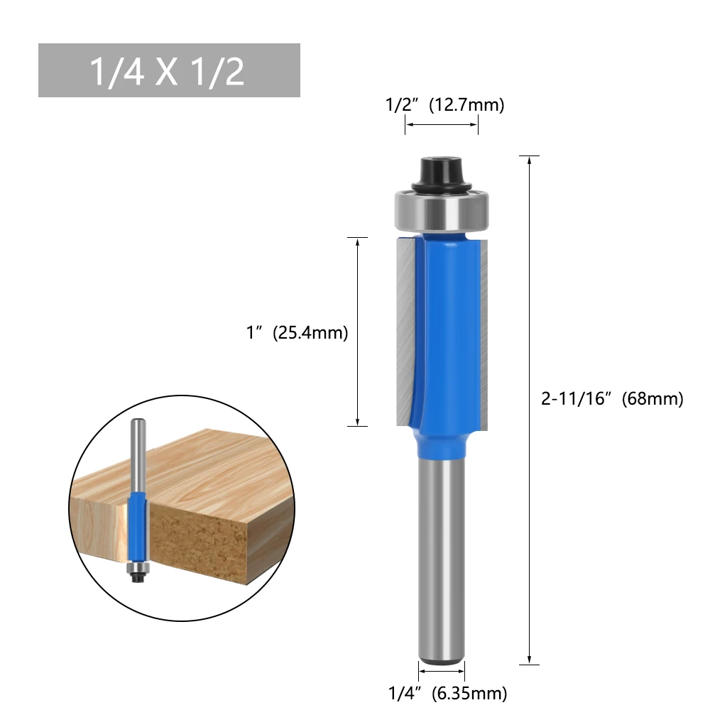 Lavie 1 Stück Fräser mit Lager, Hartmetall-Schneidkopf, 1/4-Zoll-Griff für Holzfräs- und Nutfräsarbeiten – Detail 5