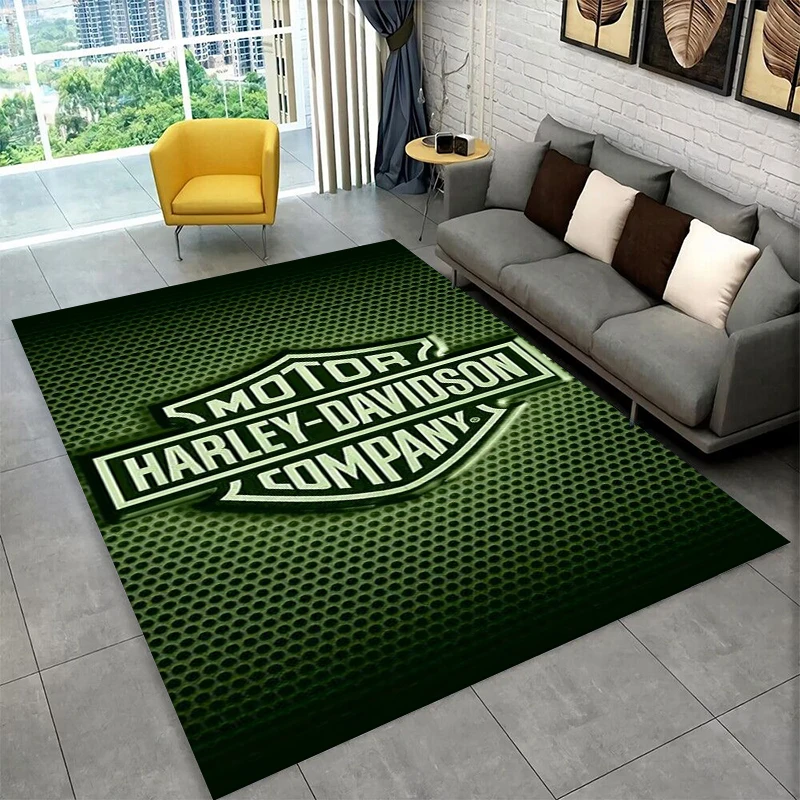 Retro H-Harleys Racing Moto Non-Slip Area Rug for Living Room,Bedroom,Playroom,Soft Carpet Floor Mat Home Decor Rug Kids Room view 3