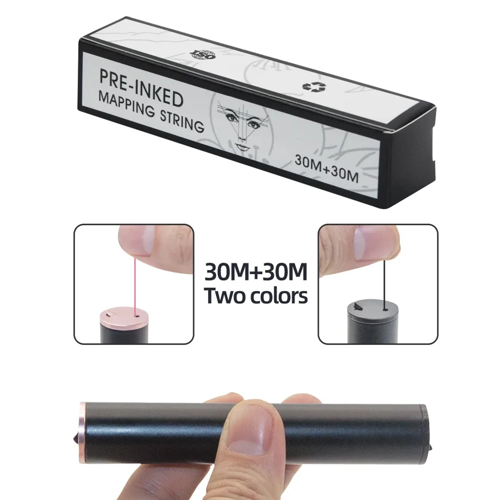 30M+30M Ink Positioning Line Pre Impregnated Ink Eyebrow Marking Line Tattoo Positioning Tool 1 Bottle with Ink Positioning Line