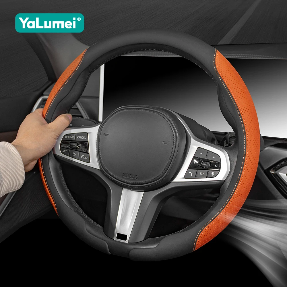 Napa Leather Cover For All Seasons Auto Steering Wheel Cover Ultra-Thin Non-Slip Round Breathable Car Steering Wheel Protector