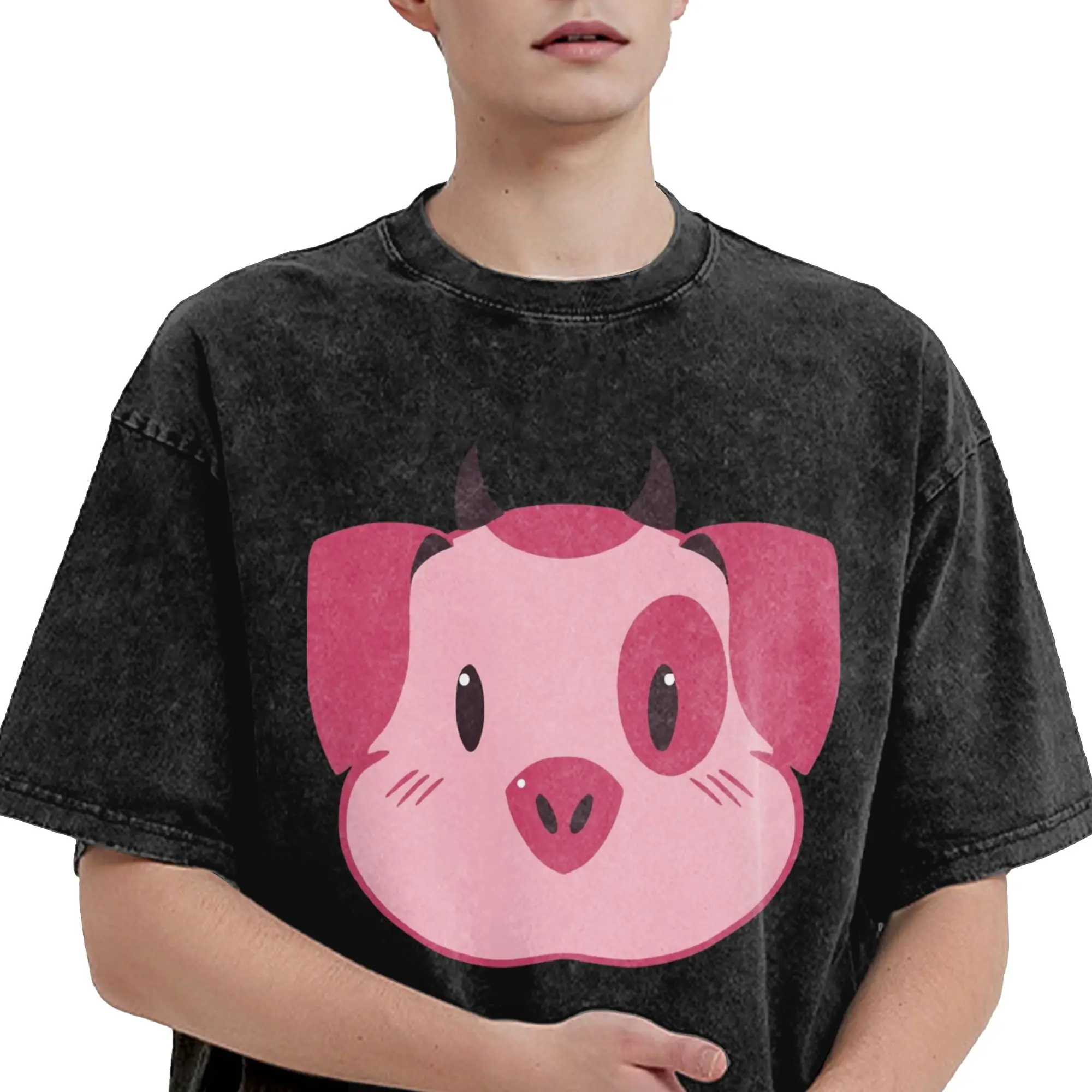 تي شيرت Hazbined Hoteled Fat Nuggets Angel Dust تي شيرت هيب هوب مغسول 100% قطن عالي الشارع تي شيرت رائع للرجال ملابس الشارع الشهير تي شيرت #4