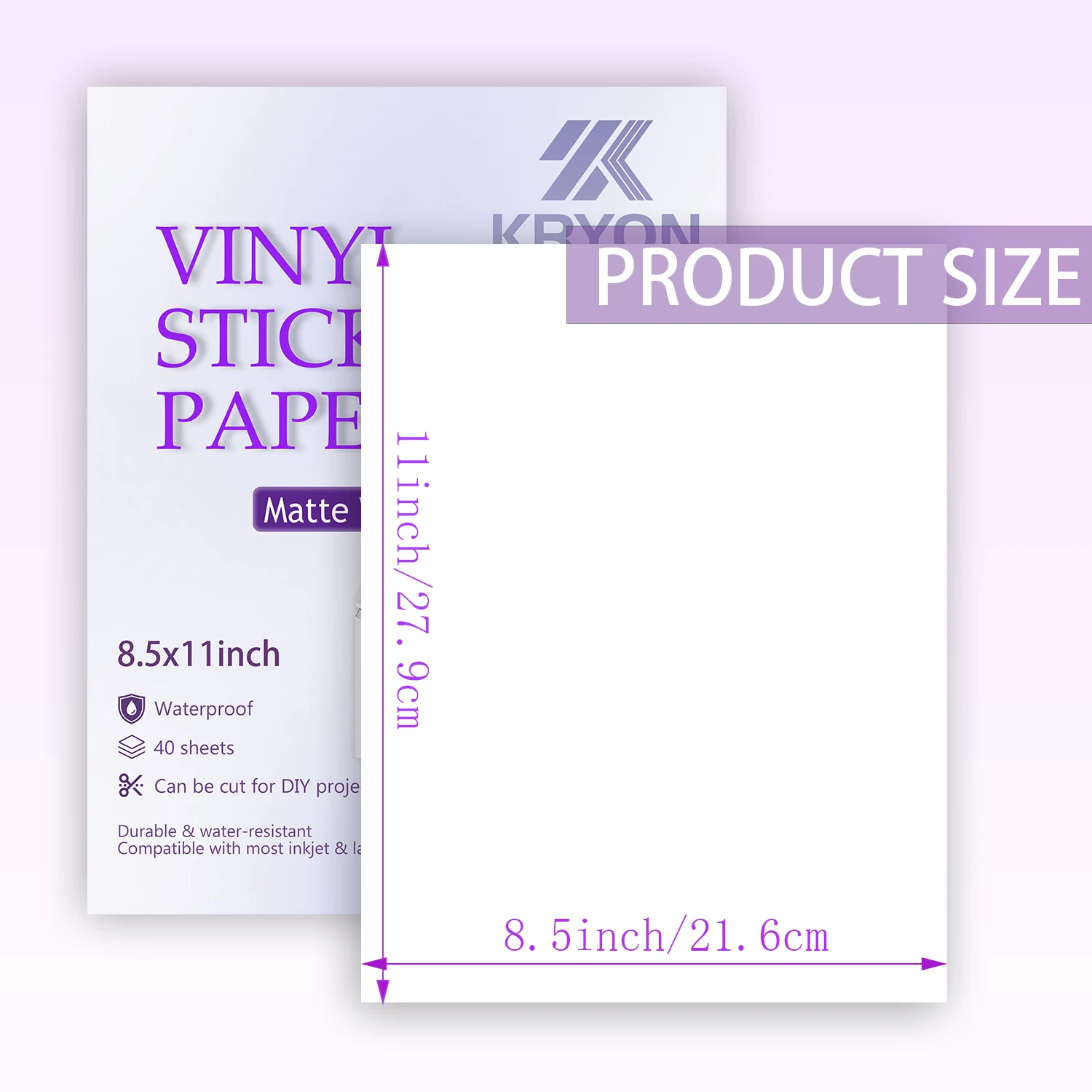Matte Printable Vinyl Sticker Paper, Choose A4 or US Letter Size & 10/20/40 Sheets, for Professional Labels