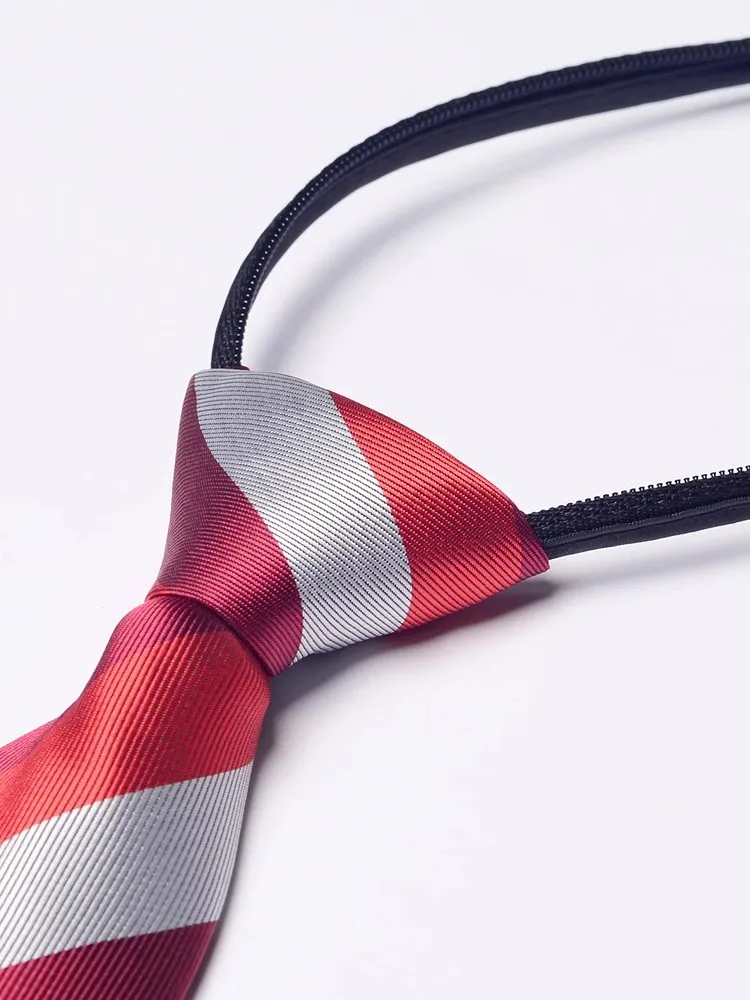 High Quality Tri Color Red Stripe Zipper Tie Fashionable Men's Narrow 7cm Business Shirt Accessory Convenient Zipper Necktie