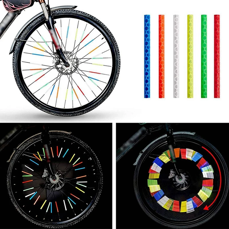 12PCS Bicikli Kerék spokes fényvisszaverő matrica Színes csöves Előzetes értesítés Biztonság ligh DIY Biciklizés reflektor fényvisszaverő Biztonság készlet