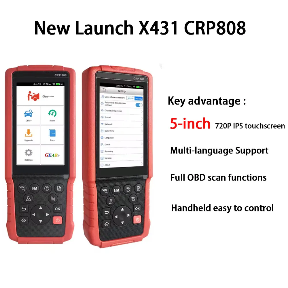 LAUNCH X431 CRP808 Full System OBD2 Scanner Code Reader  Read & Clear DTCs, Multi-language Handheld Diagnostic Tool with Online
