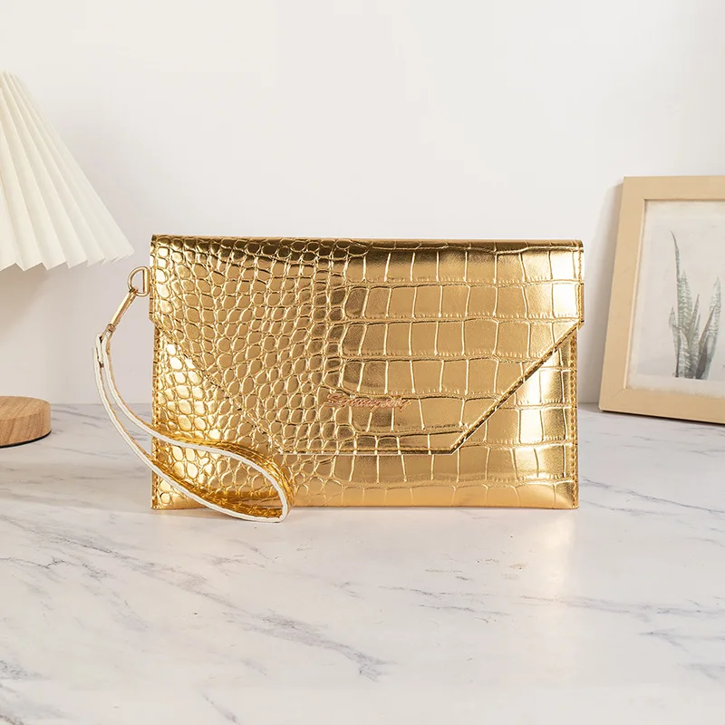 Crocodile Pattern Solid Color Handbag 2025 New Fashion Envelope Small Bag Large Capacity Zero Wallet Cross border Women's Bag