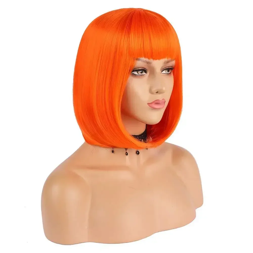 New Movie The Fifth Element Leeloo Cosplay Women Wig Orange Red Hair Heat Resistant Synthetic Hair Wigs Cap Halloween Dress Up