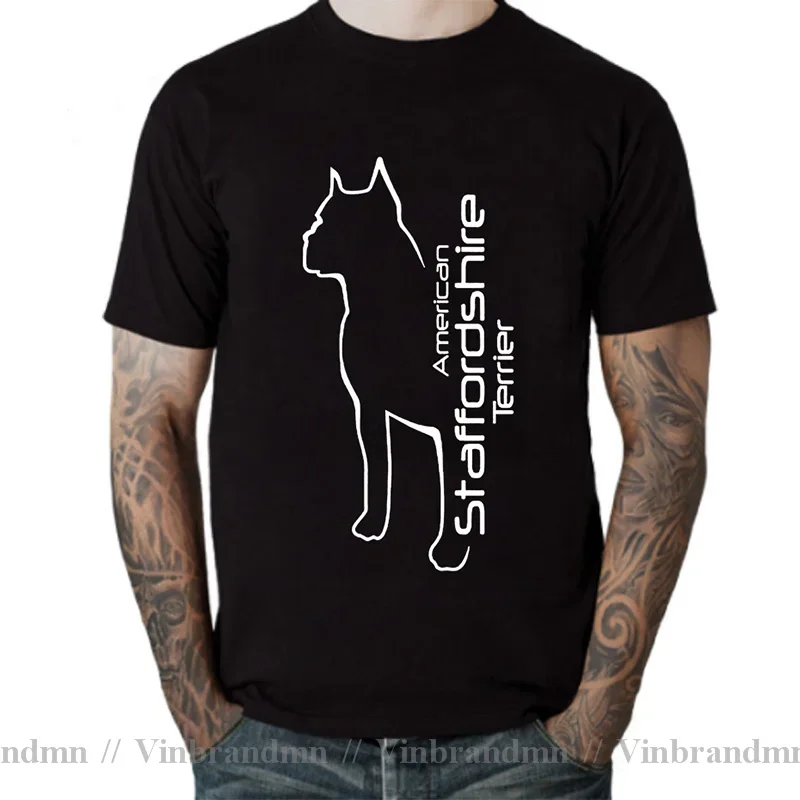 Новинка, потрясающая футболка с американским стаффордширского терьера, мужская хлопковая уличная одежда с графическим рисунком, футболка с короткими рукавами, подарки на день рождения, футболка Amstaff