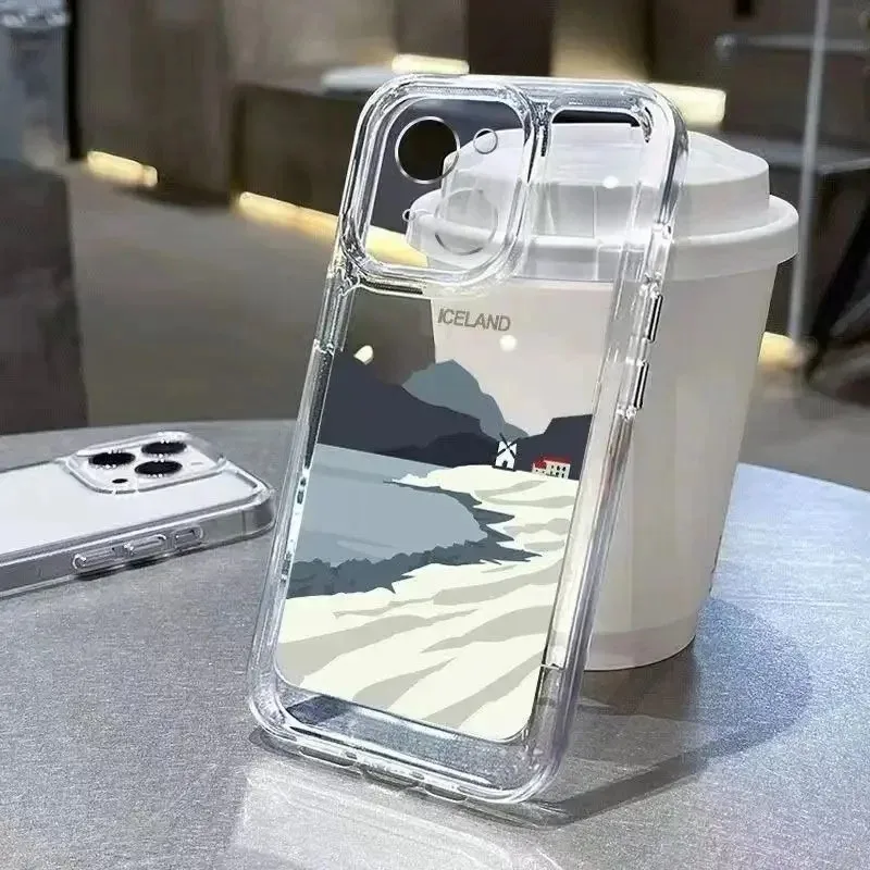 Art Landscape Painting Case For Samsung A04 A05S A06 A50 A51 A52 A53 A54 A55 A56 A71 A72 A73 M53 M54 M55 5G Silicone Clear Case