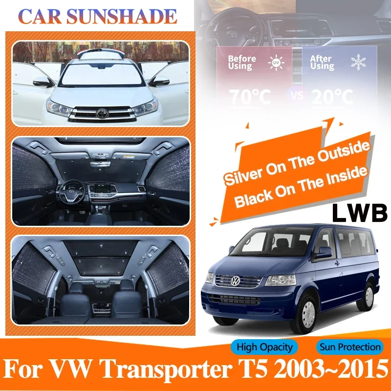 

Car Sunshades For VW Volkswagen Transporter T5 2003~2015 LWB Sun Coverage Sunscreen Window Anti-UV Sunshades Covers Accessories