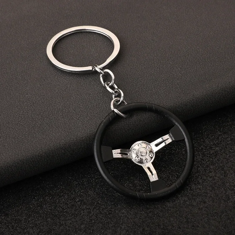 Car steering wheel style keychain creative model racing competition three pictures