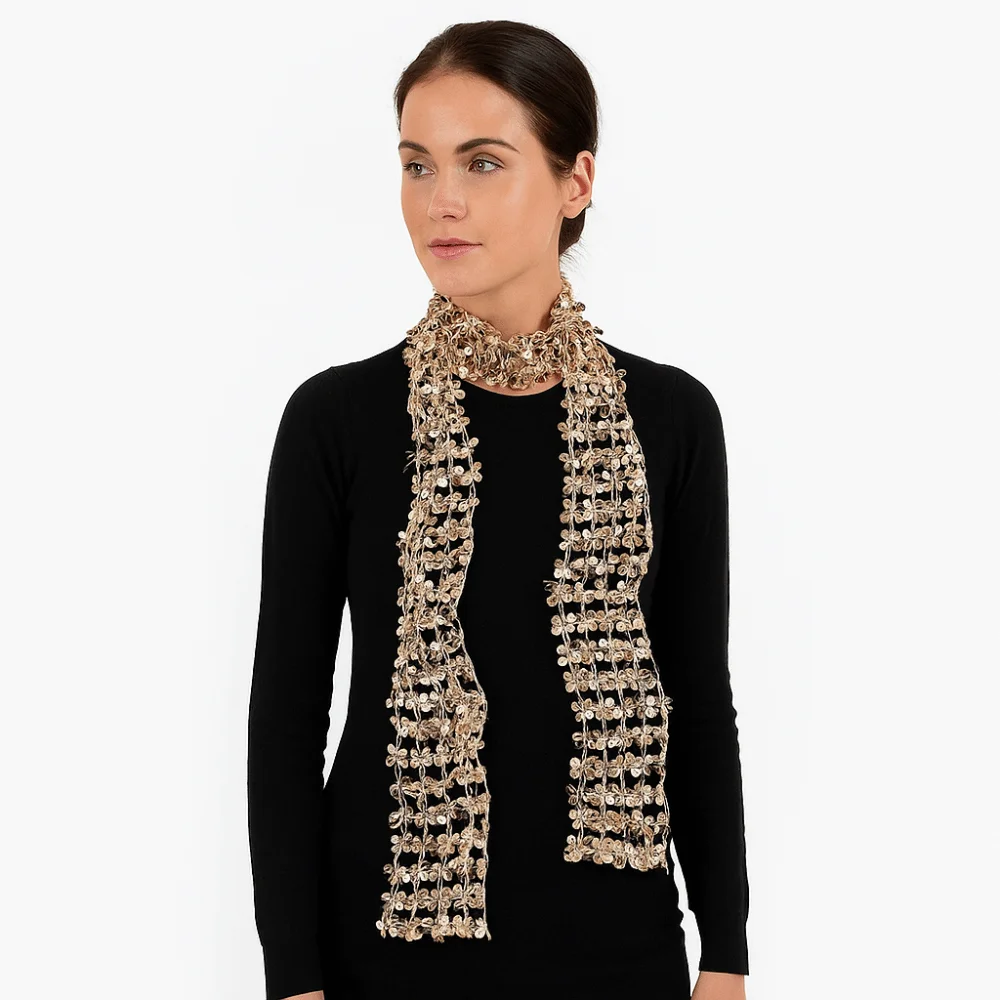 Shiny Sequins Sequin Scarf Tassel Hollow Belly Dancing Scarf Glitter Embellished Thin Waist Chain Women