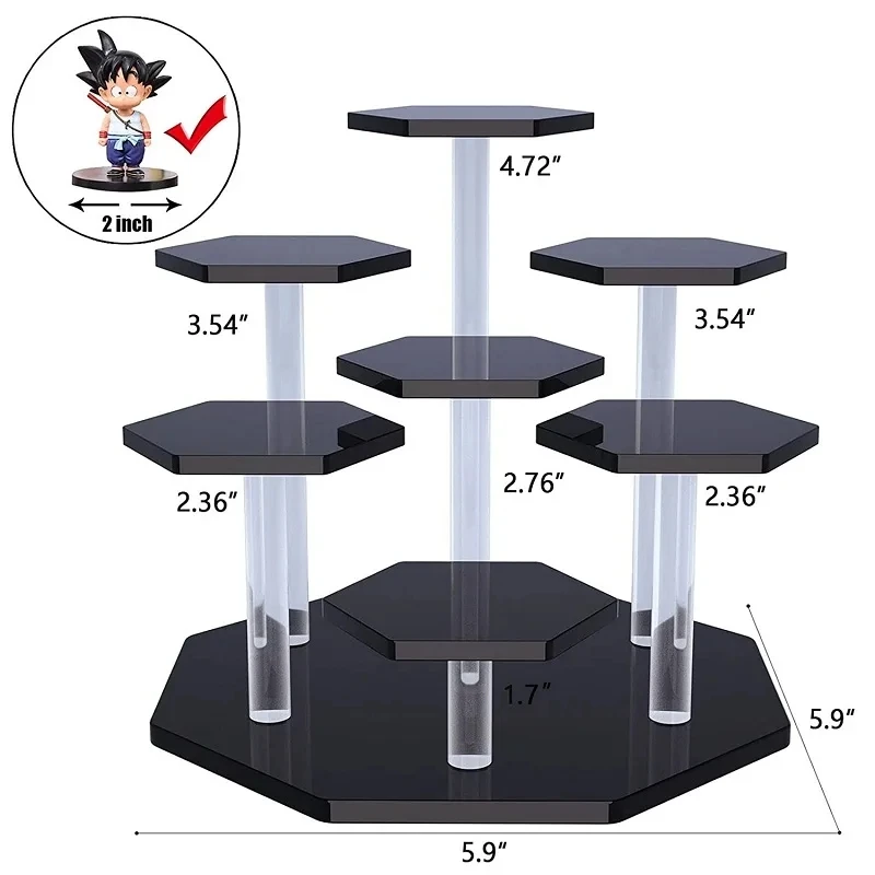 7-Tier Square Acrylic Display Stand Cosmetic Perfume Organizer Storage Rack Cupcake Dessert Showcase Mini Anime Figure Holder