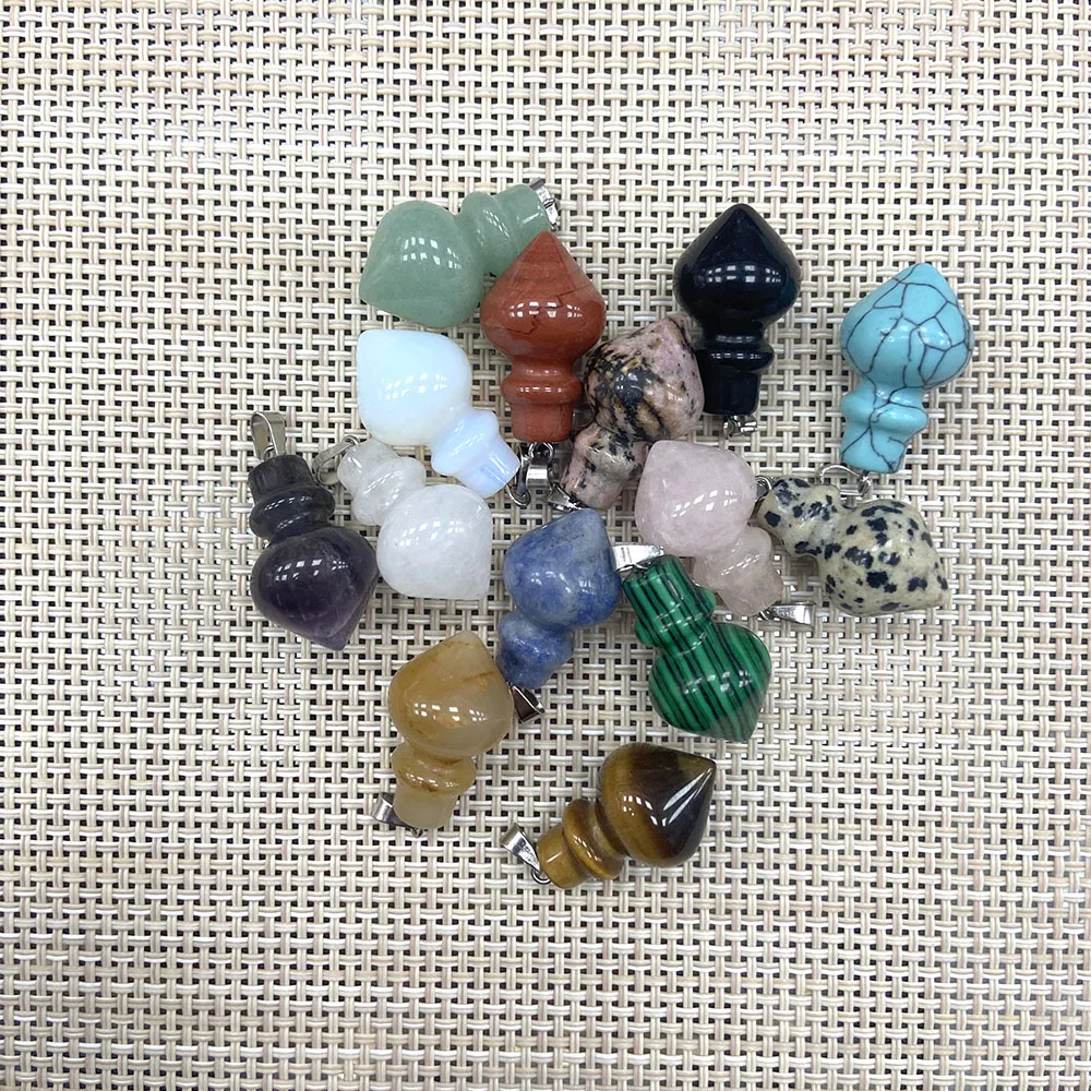 Creative Minimalist Polished Natural Crystal Aventurine Peach‑Conical Single‑Hole Pendant DIY Jewelry Charms Necklaces Earrings