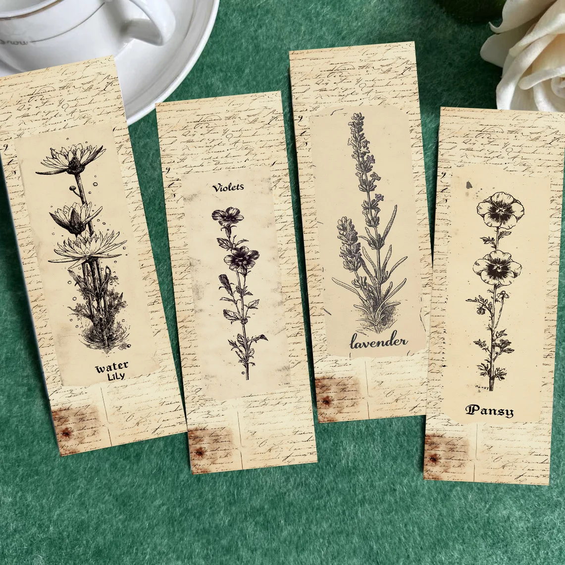 30Pcs/Set Vintage Botanical Bookmarks Antique Flower Floral Sketch Bookmark Cards Stationery Gift for Book Lovers Bibliophiles view 2
