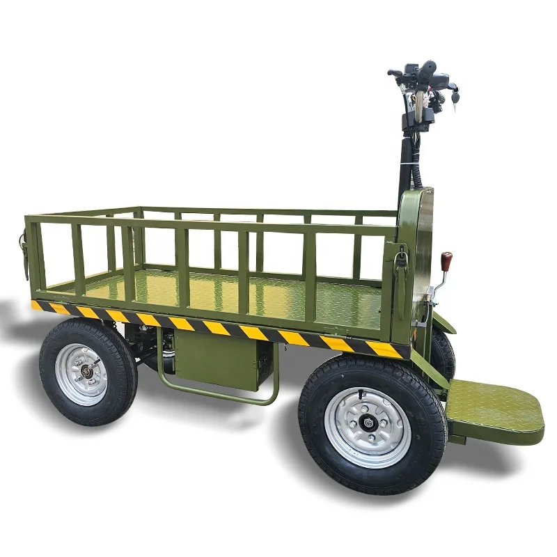 Four-wheel 1.5x0.8m Electric Flatbed Cargo Transport Trolley Cart with Disc Brakes