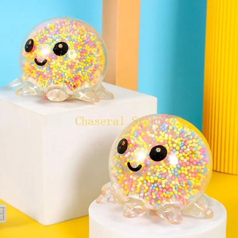 E7CE Octopus Ball with Funny Face LED Stress for Adults Pressure