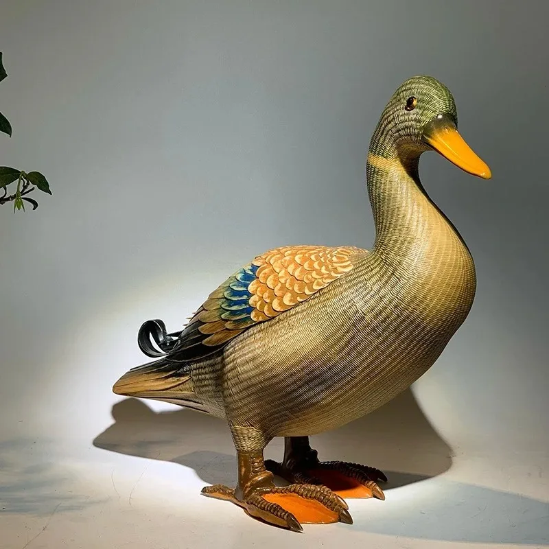 Pure handmade bamboo duck ornament