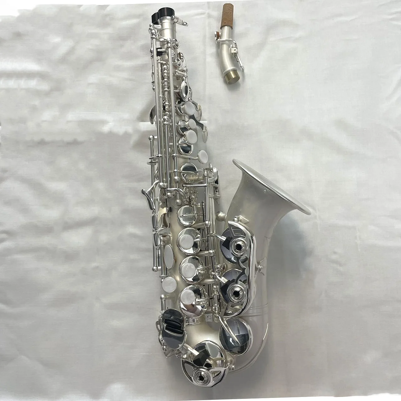 Higher Standard Finished Chinese Manufacture Production Matt Silver Plated soprano Saxophone