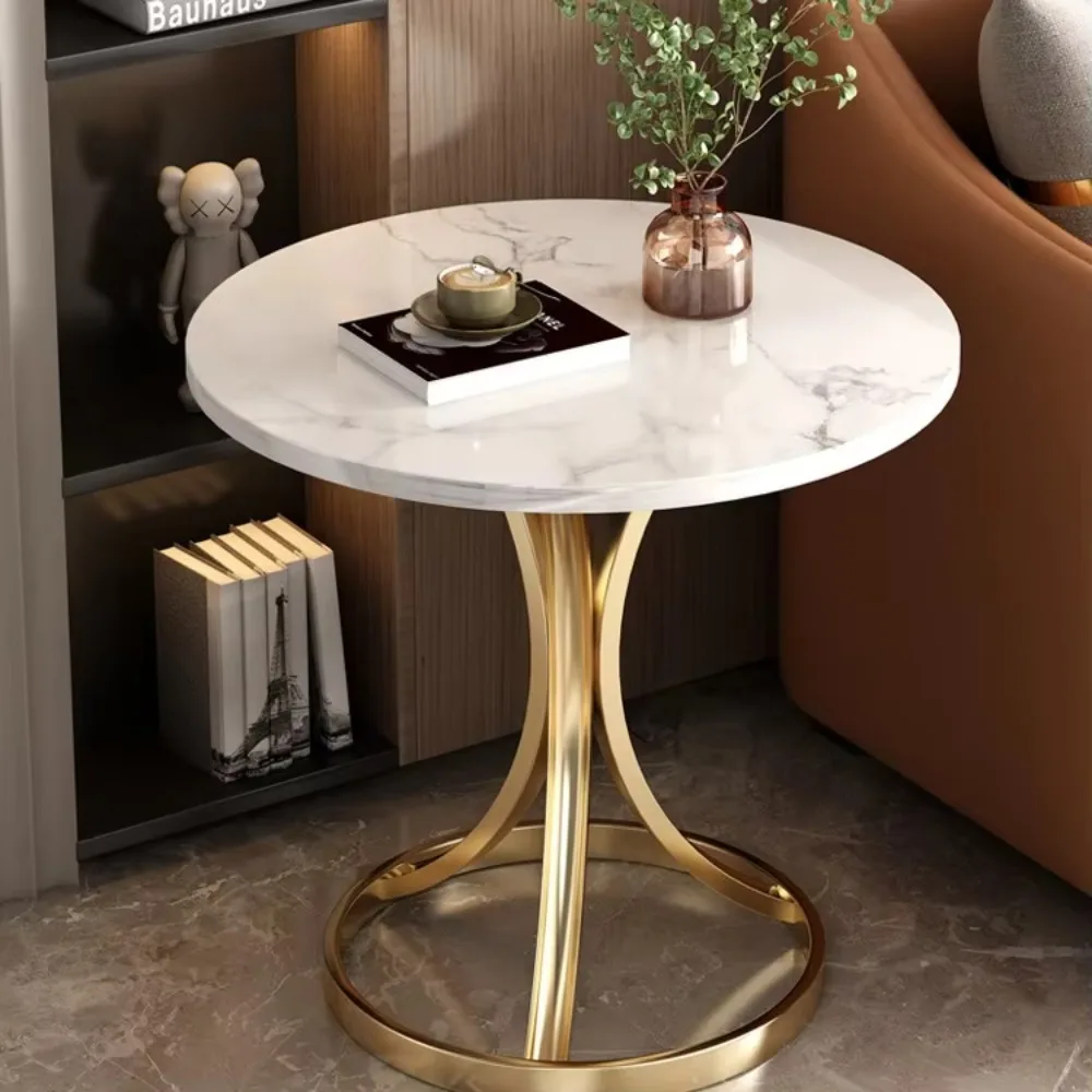 

Nordic Modern Wabi-sabi Design Marble Side Table Gold Metal Oak Coffee Bed Bedside Accent Living Room Balcony Sofa End Table Set