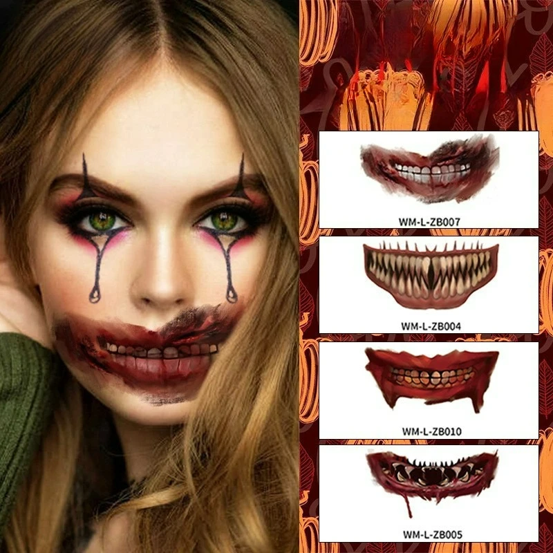 

Halloween simulation big mouth Temporary Tattoos,Tattoo Stickers,Waterproof Long-Lasting,Fake Tattoo,body art for Party Festival
