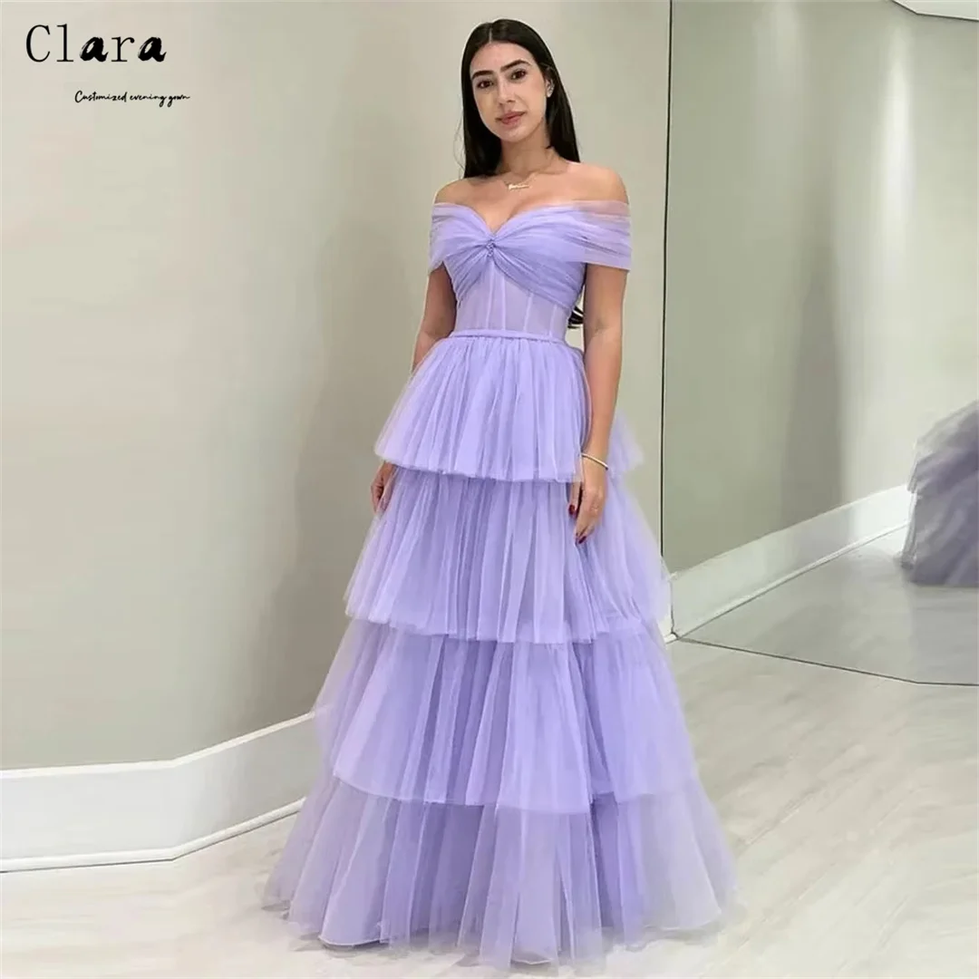 Clara personalizado púrpura una línea de novia sin mangas vestidos de graduación de lujo 2025 vestidos elegantes mujer para fiesta de noche vestido de Gala