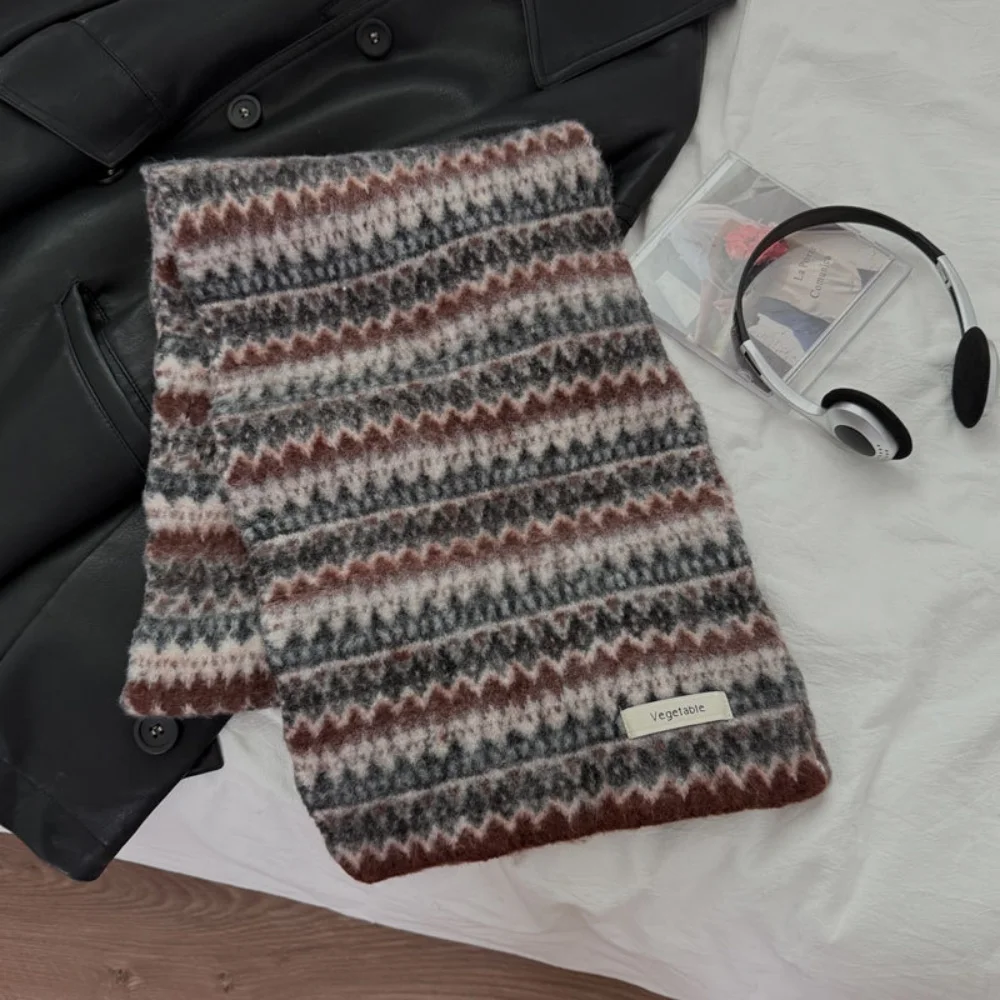 مزيج الصوف المرقعة وشاح المرأة هندسية مطبوعة رشاقته الشتاء اكسسوارات موضة الدافئة شال الأوشحة echarpe فام bufanda #6