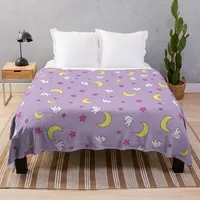 Usagi Blanket - Sailor Moon - Crescent Moon and Bunny Pattern Throw Blanket Summer Blanket Kawaii Blanket