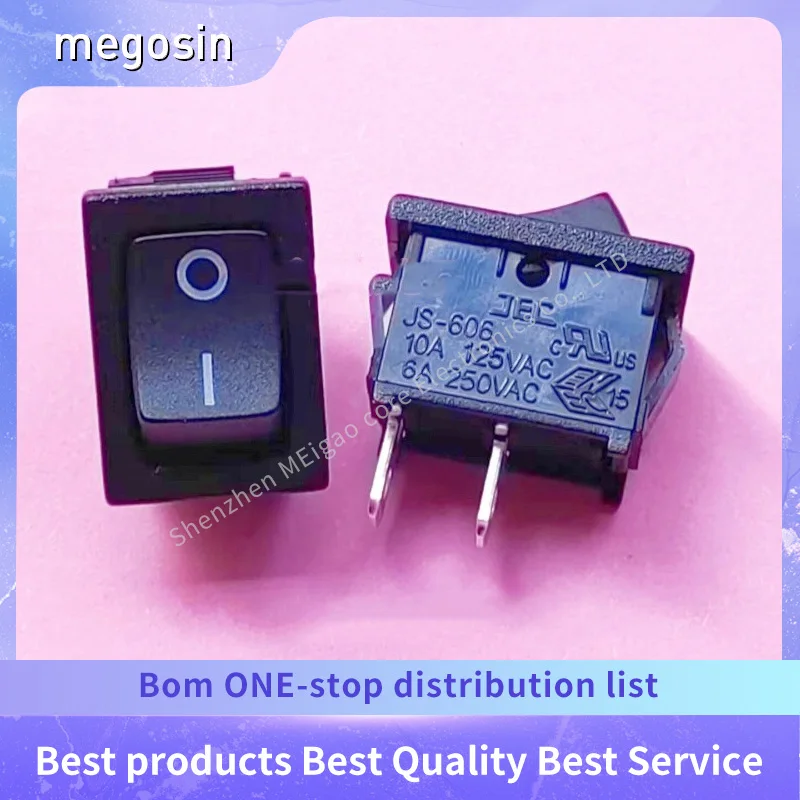 1pcs/lot Boat-shaped rocker switch JS-606 two-pin two-position self-resetting 6A 250V 15X21MM