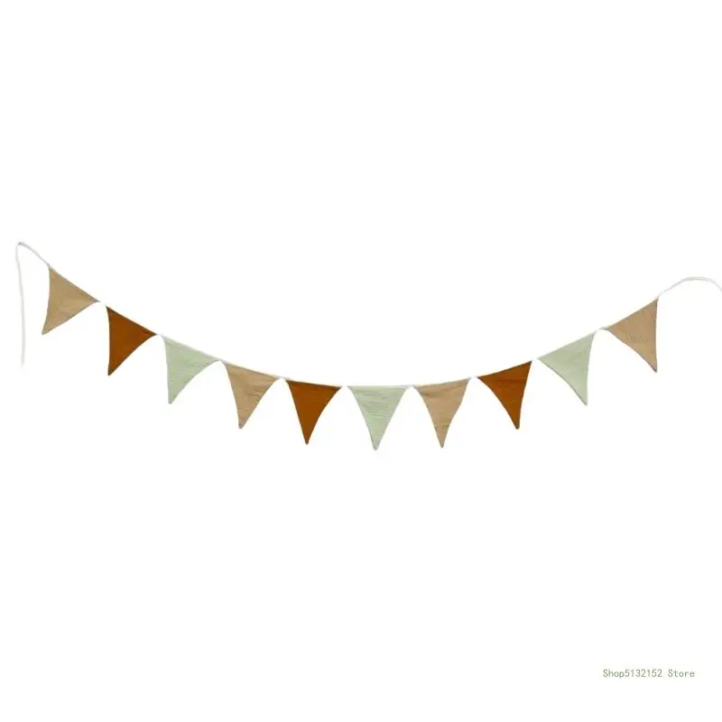 QX2E Cotton Pennant Bunting Flags Garlands Hanging Nursery Decors for Baby Shower