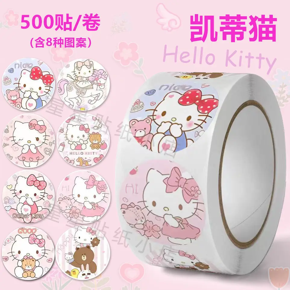 

500 stickers/roll hello kitty sanriocartoon decoration for children stickers stickers for toddlers reward toys ورق تغليف بالجملة