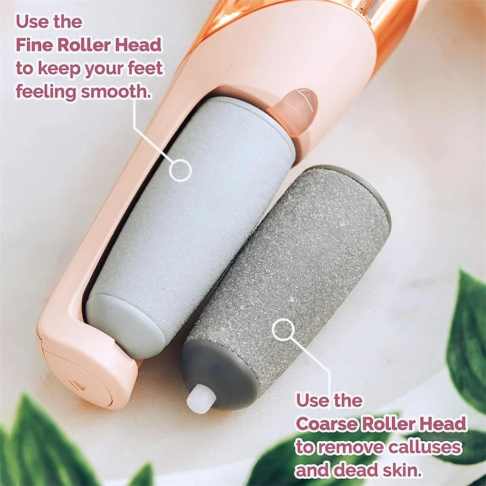 Electric Foot File Grinder Set Dead Skin Dry Callus Remover Rechargeable Roller Feet Pedicure Tool with 2 Removable Roller Heads