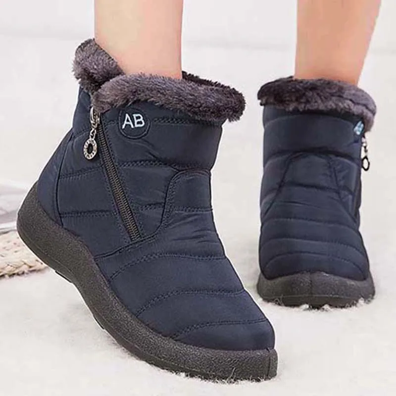 Snow Women Boots Flat Ladies Shoes Waterproof Shoes Woman Zipper Platform Boots Fur Soft Winter Shoes Women Botas Mujer