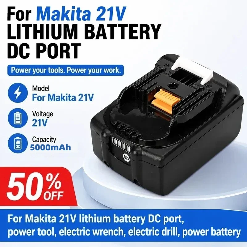 

21V 5000mAh Replacement Battery for Makita Power Tools Cordless Drill Impact Driver