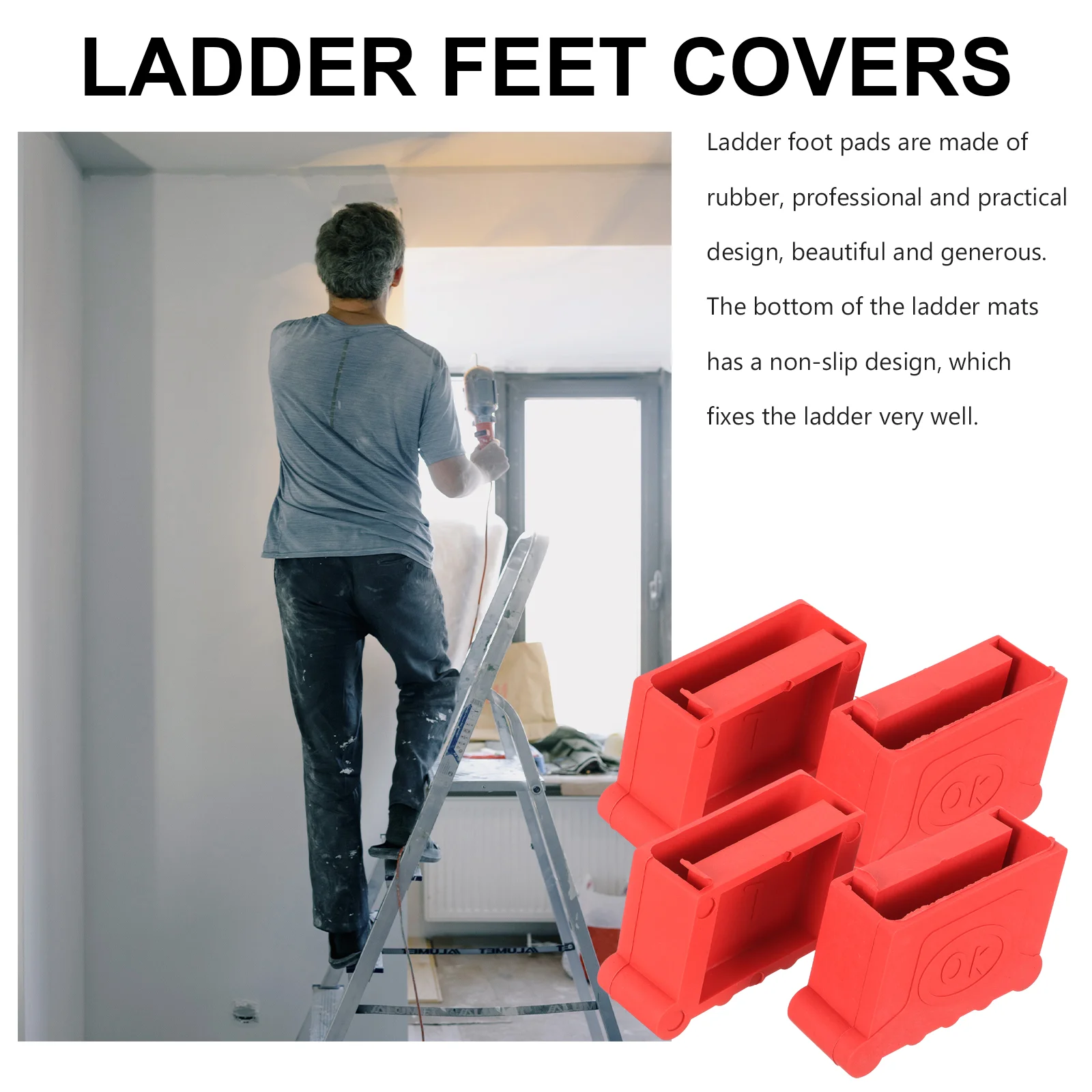 4 Pcs Rug Ladder Nonslip Pads Retractable Stairs Rubber Feet Cover Aluminum Alloy Leg Caps Protective Covers Foot Parts