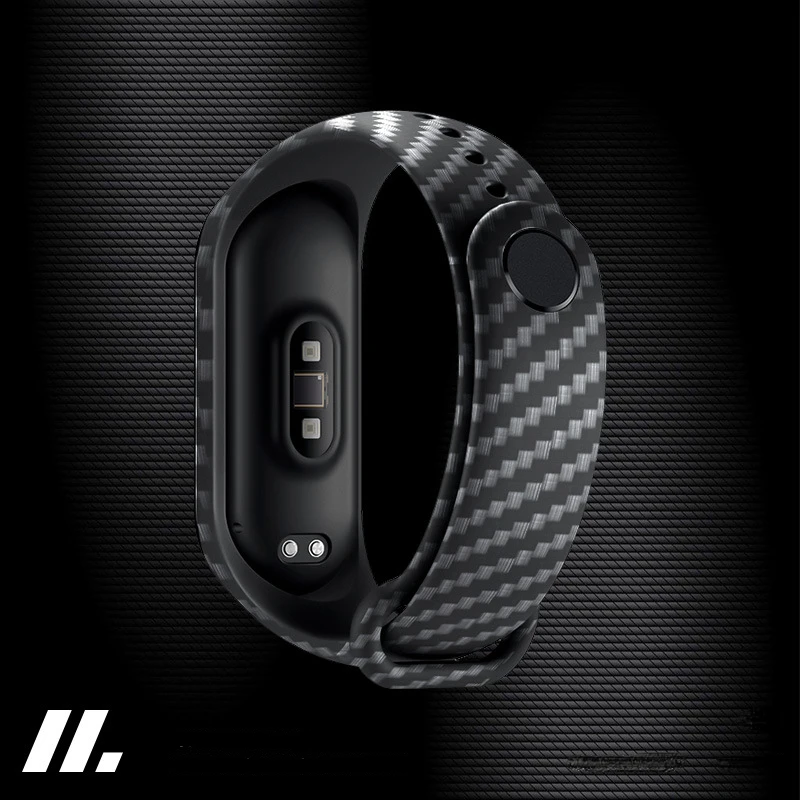 Carbon Fiber Wrist Strap for Mi Band 6 5 4 3 Bracelet Luxury Silicone Band Replacement Smartwatch TPU Belt Fo XiaoMi Miband 5 6